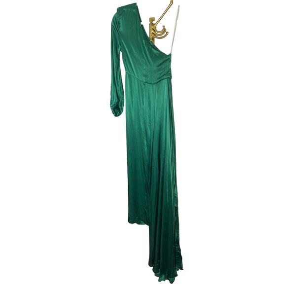 Michael Costello x REVOLVE Heather Gown One Shoulder Asymmetrical Hem Green XS - Picture 7 of 10